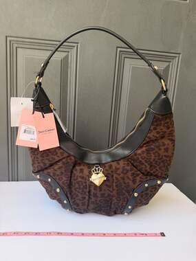 Juicy Couture Retro Glam Hobo Handbag in Chocolate Leopard
